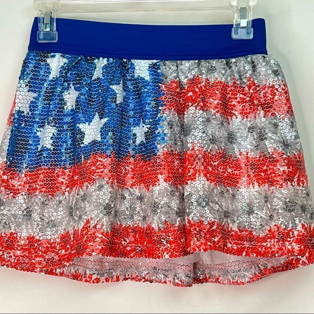 Justice Red white and blue Flag Sequins Skort NWT - Picture 2 of 14